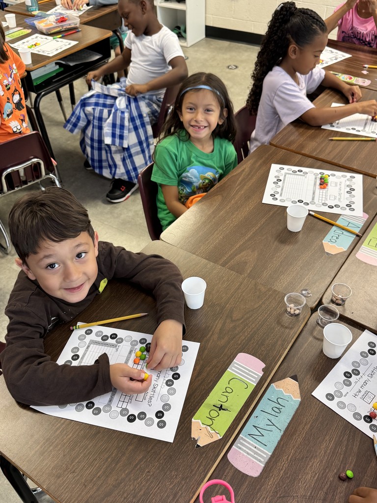 Mrs. Childress’ 1st class practiced their estimation skills today by guessing how many Skittles were in their cups. After estimating, students used tally marks and graphs to record and display their results. The best part—after all that math—they got to enjoy their colorful (and tasty!) treat!