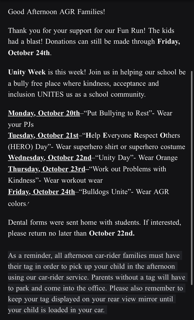 Here is today's robo call.  Please call (540) 825-0616 for any questions.