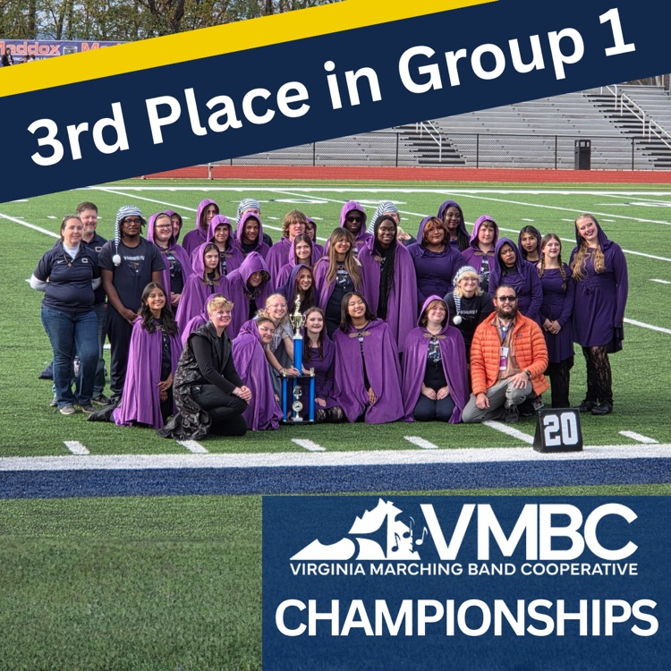 The Marching Blue Devils took 3rd place in Group 1 at VMBC State Championships. This is their first time competing at the state level. Way to go Marching Blue Devils!