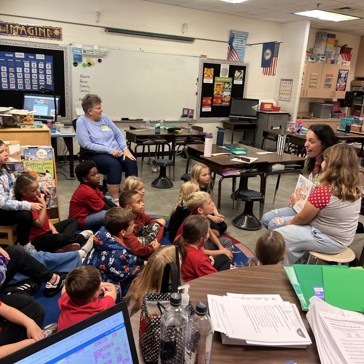 pictured our Mrs. McFarlane‘s class having two visitors join her class at the end of last  week