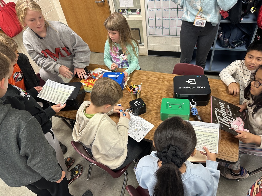 Students in Miss Manning's 4th grade class worked together impressively today during a reading breakout, solving multiple clues in almost record time!  Each 4th grade class has been working on this breakout, concluding tomorrow with Miss Simpson's class!