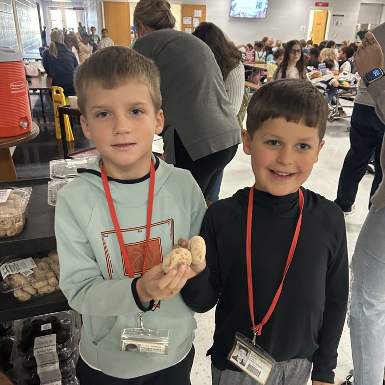 pictured here our students enjoying two different activities - donuts, insider at lunch and a glow party in the afternoon