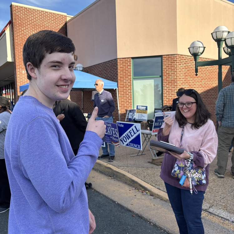 Mrs. Elkins and Mr. Eisenhower spent the day at the Culpeper County Public Library conducting an exit poll with students from the CCHS AP Statistics class!