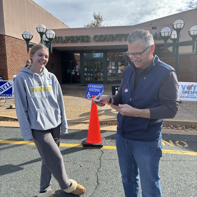Mrs. Elkins and Mr. Eisenhower spent the day at the Culpeper County Public Library conducting an exit poll with students from the CCHS AP Statistics class!