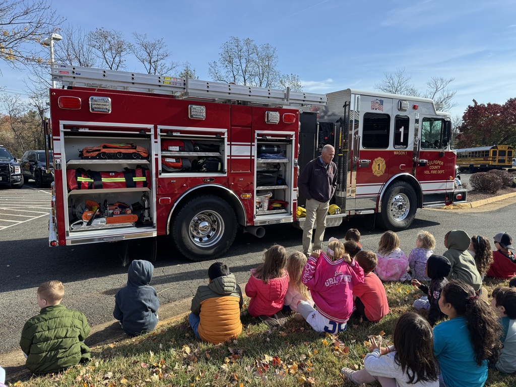 AGR Kindergarteners got a visit from community helpers today - Culpeper Police, Rescue, and Fire Department all showed the students different ways community helpers assist the community.  Thanks to all!