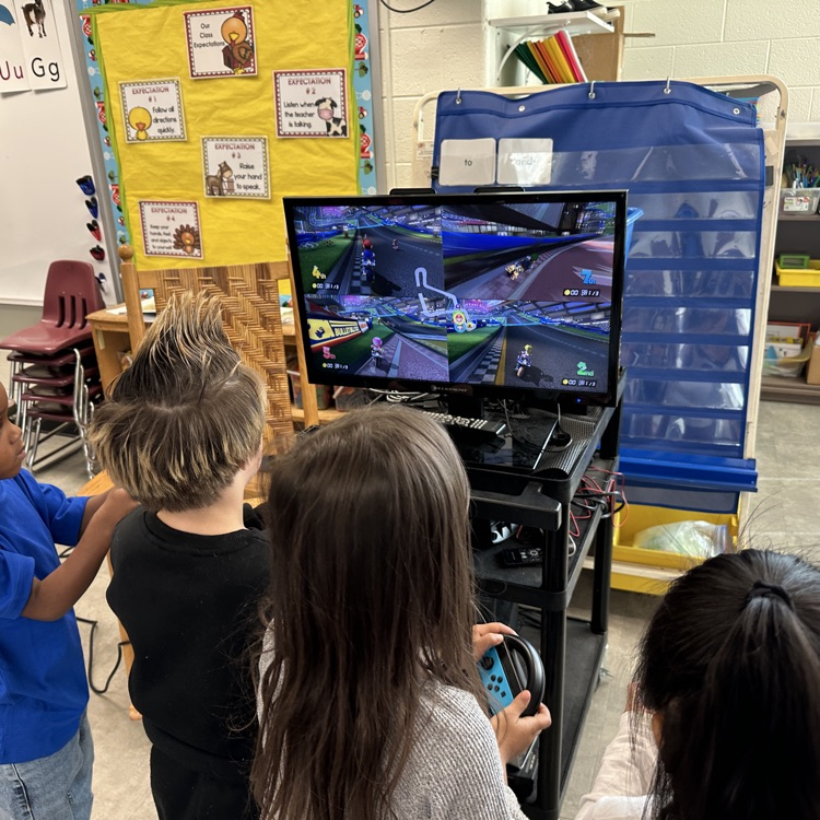 Kindergarteners in Mrs. Goff's class earned a prize of Esports (Mario Kart) due to efforts with the recent fun run! Great job!!