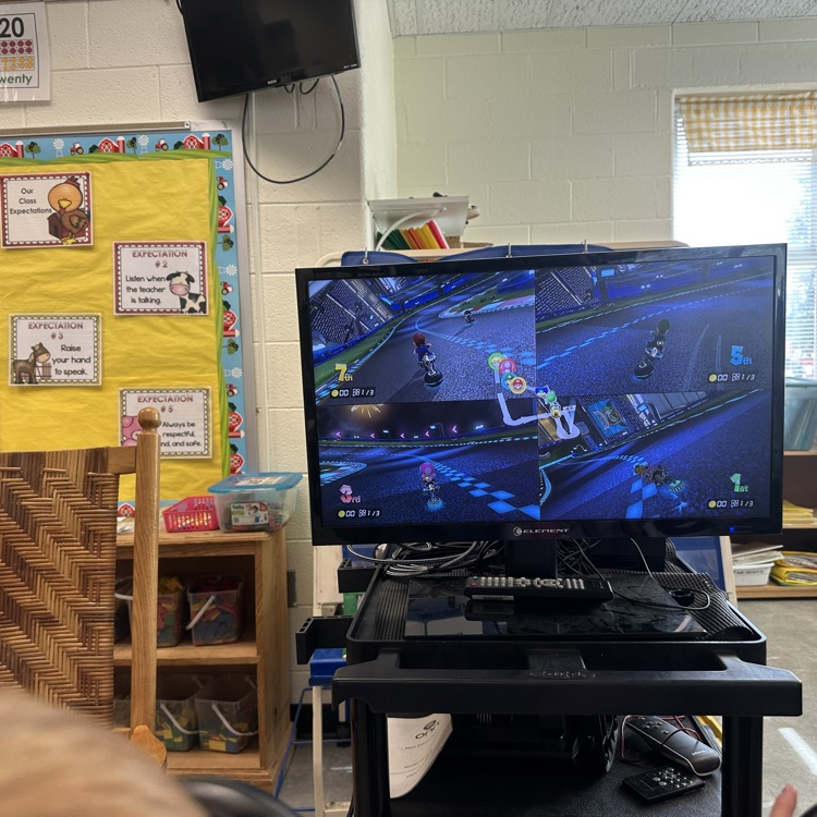 Kindergarteners in Mrs. Goff's class earned a prize of Esports (Mario Kart) due to efforts with the recent fun run! Great job!!