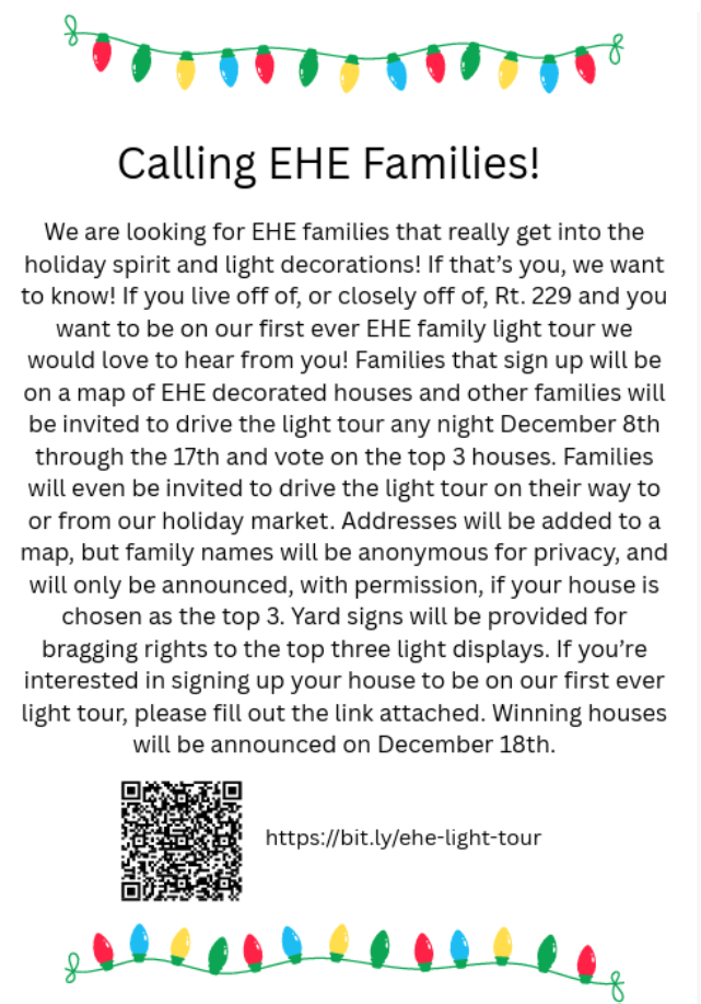 Light tour flyer. Go to bit.ly/ehe-light-tour to sign up.