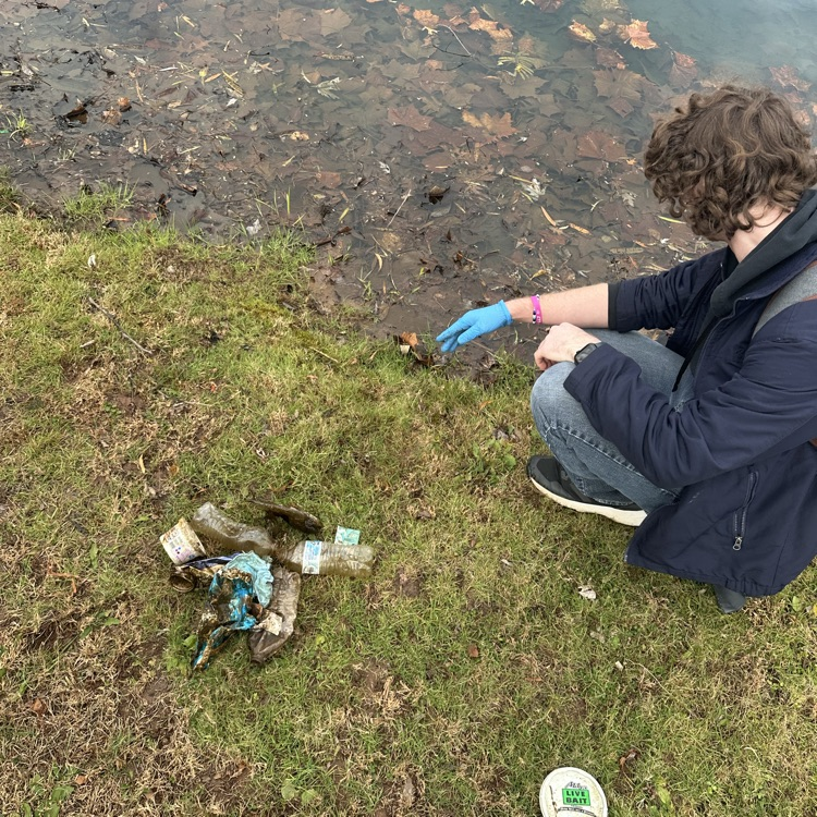 Our fishing club had a day of service picking up trash around a local pond. Well done Blue Devils! #BetterEveryDay