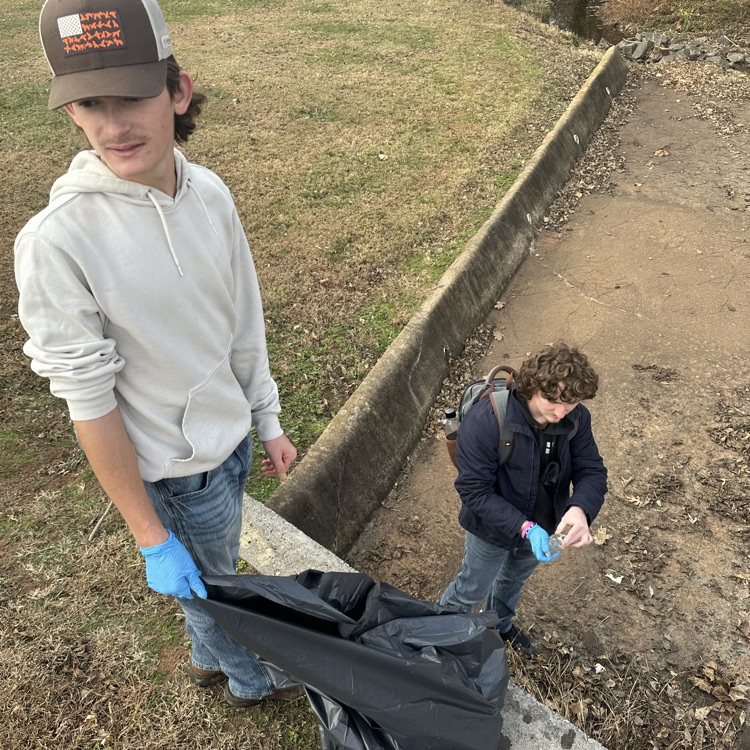 Our fishing club had a day of service picking up trash around a local pond. Well done Blue Devils! #BetterEveryDay
