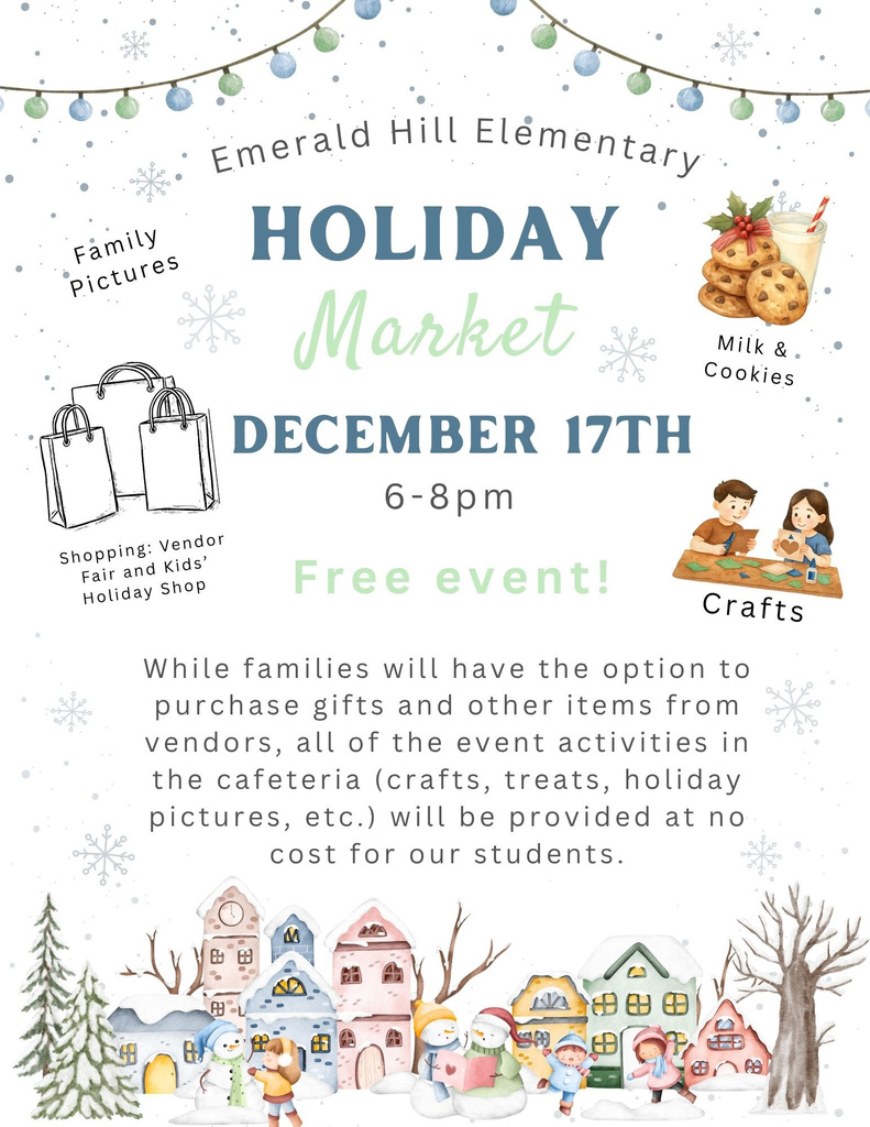 Holiday Market Dec 17th 6 to 8pm
