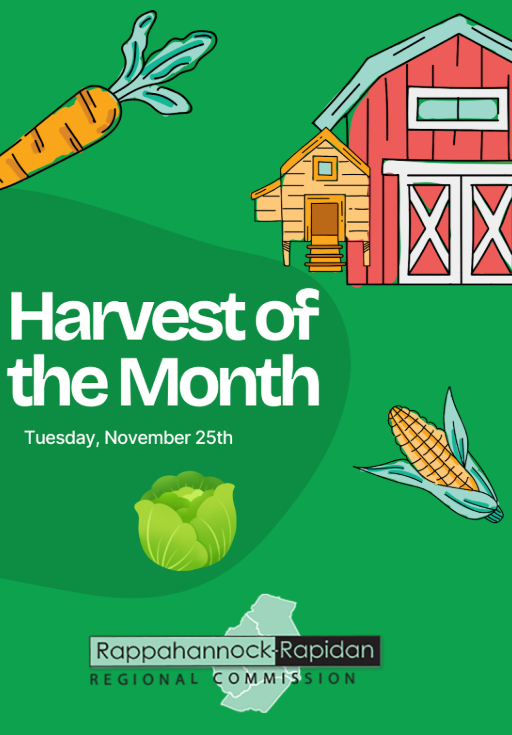 Fliyer for Harvet of the Month farm to table event