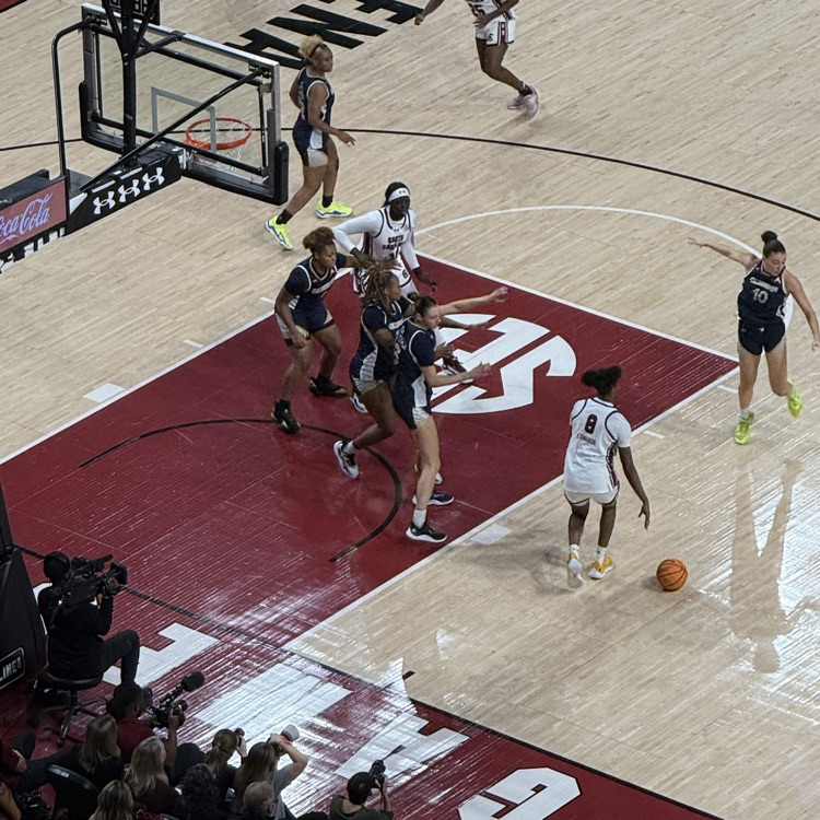 CCHS class of 2025, Kelley Hutcherson (number 9) is playing against #2 ranked University of South Carolina. Kelley is living her dream of playing division 1 basketball and studying sports management at Queen College. 