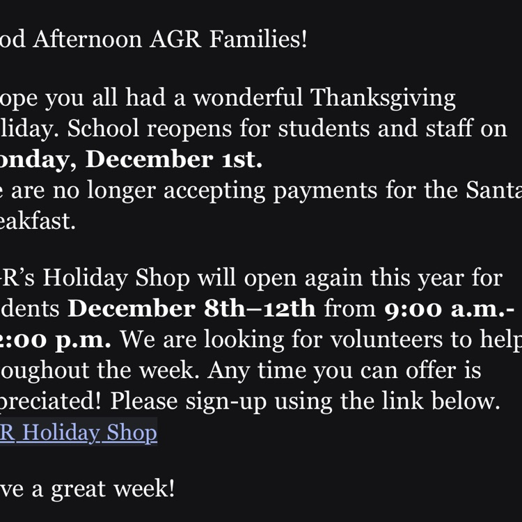 Here is today's robo call. Please call (540) 825-0616 for questions.