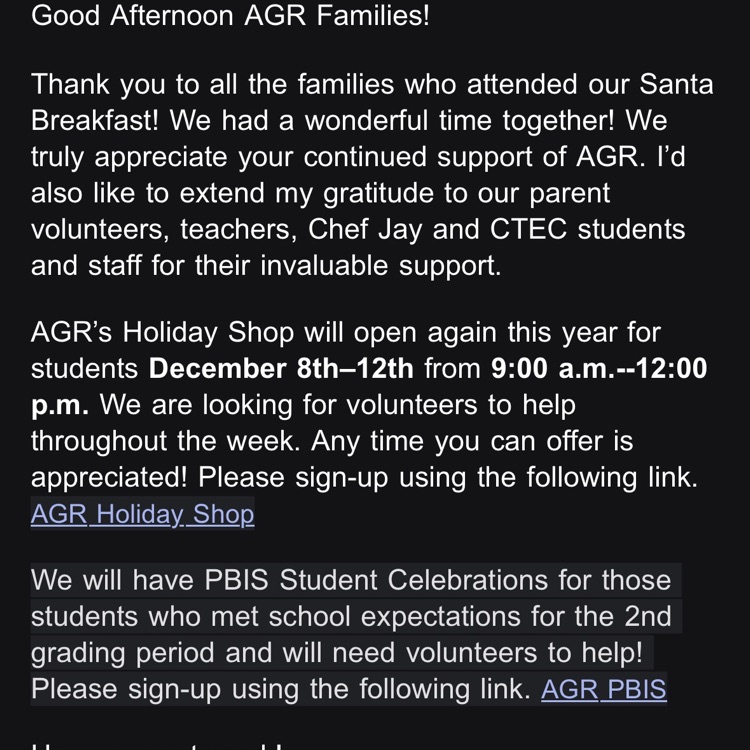 Here is this weeks robo call! Please call the office (540) 825-0616 for questions.