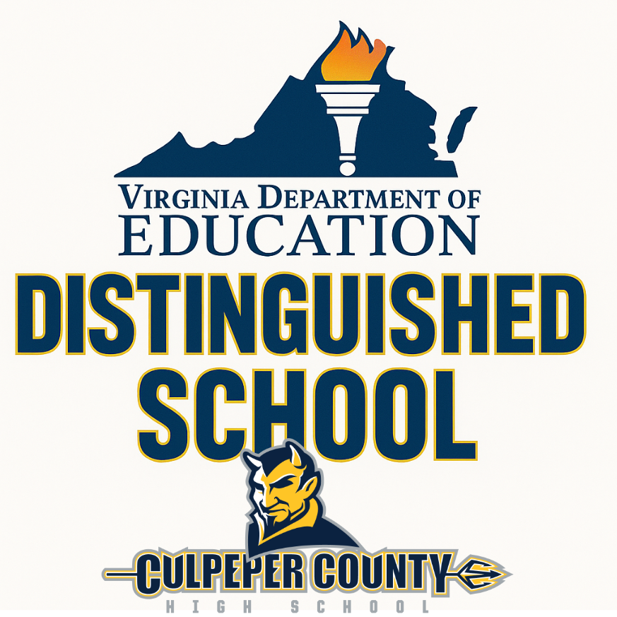 VDOE logo, Distinquished School, CCHS logo