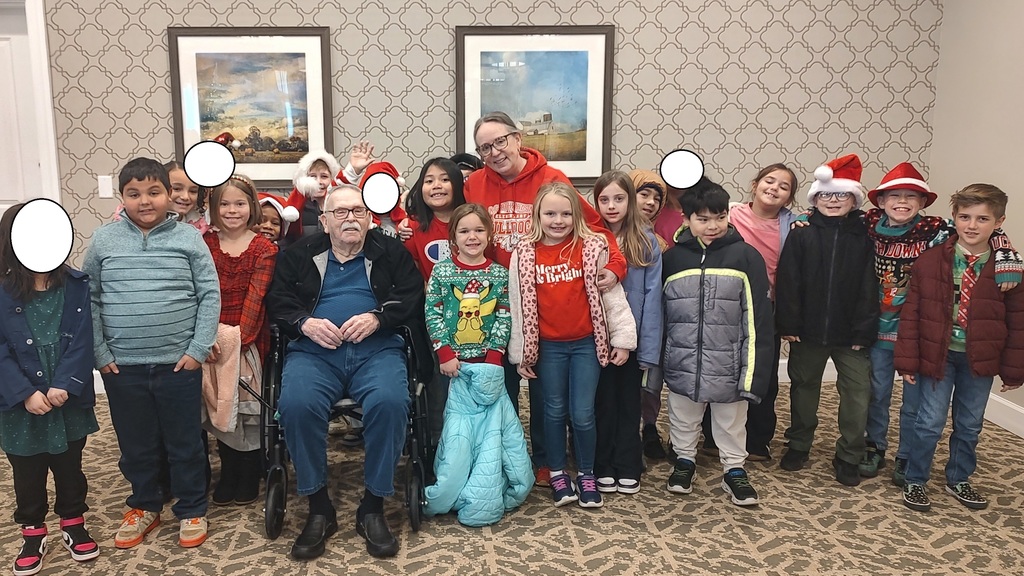 AGR music teacher Mr. Gibson, fresh off last night's evening holiday concert, brought the well-prepared 2nd Grade to The Culpeper to sing Christmas carols to residents, who greatly appreciated and enjoyed seeing and hearing the students sing. After, Mrs. White's class posed with her father who is a resident. Thanks for spreading Christmas cheer!
