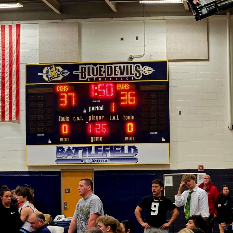 Another huge win vs the crosstown school. The Blue Devils Boys Wrestling Team beat EV 37-36! Great team effort. #BDP #ForksUp #BetterEveryDay