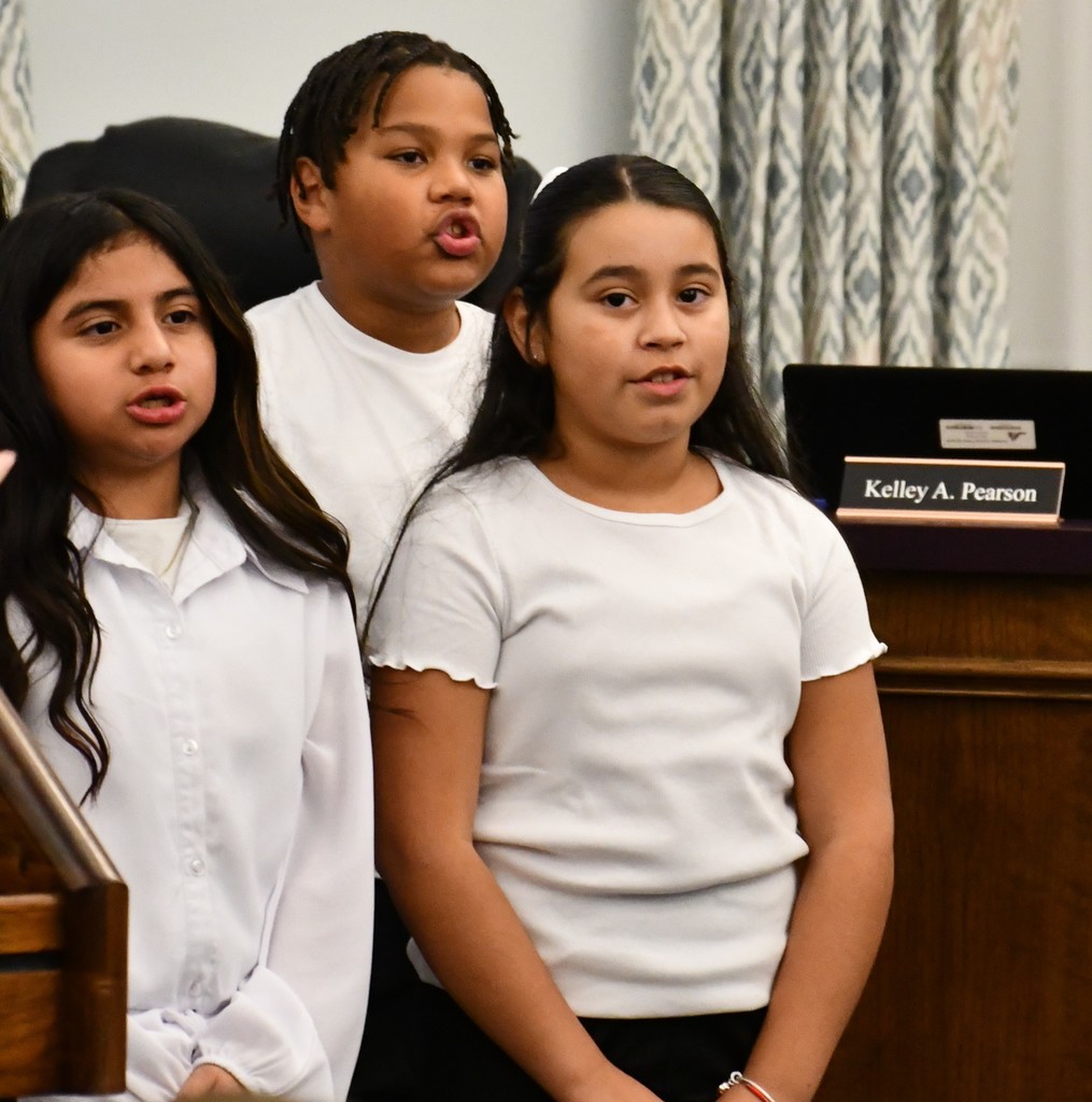young students singing