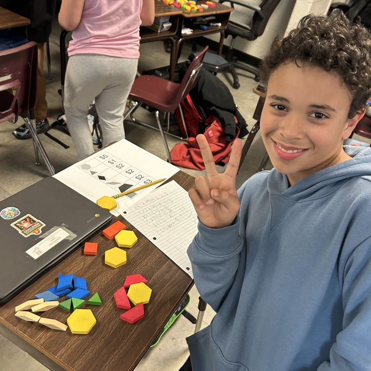 Meanwhile, 5th graders in Mr. Hallett’s class worked to create a pattern block design with a value of $100 in honor of the 100th day of school!