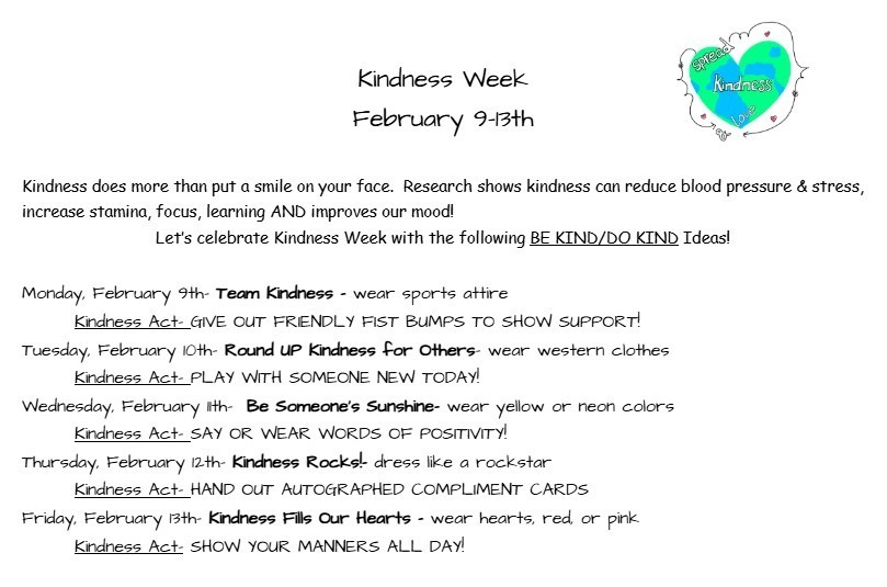 Kindness Week themes - call (540) 825-0616 for questions