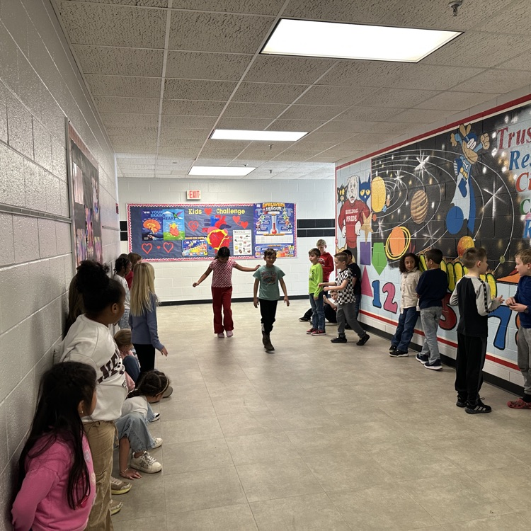 Unlike the Winter Olympics in Italy, weather has kept our students inside.  Not to worry, though Mrs. Aylor's second graders did some Olympic activities in the hall today!