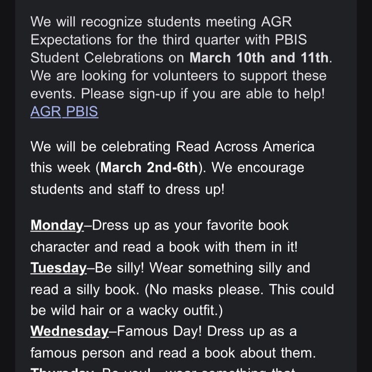 Here is today's robo call.  Make note of spirit week theme dress up days!