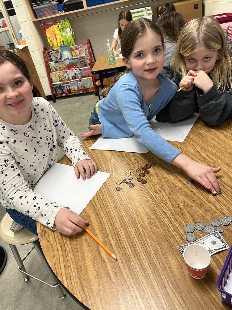 Mrs. McFarland's 3rd Graders worked with a partner to practice counting sets of money up to $5.00. Way to work together!