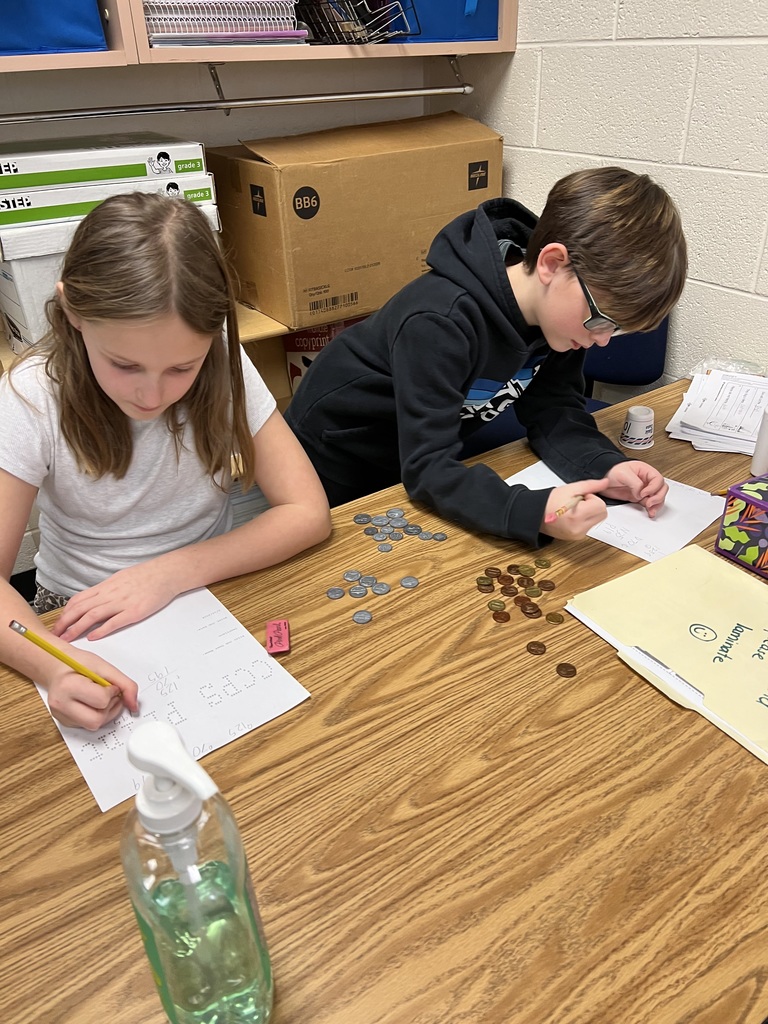 Mrs. McFarland's 3rd Graders worked with a partner to practice counting sets of money up to $5.00. Way to work together!