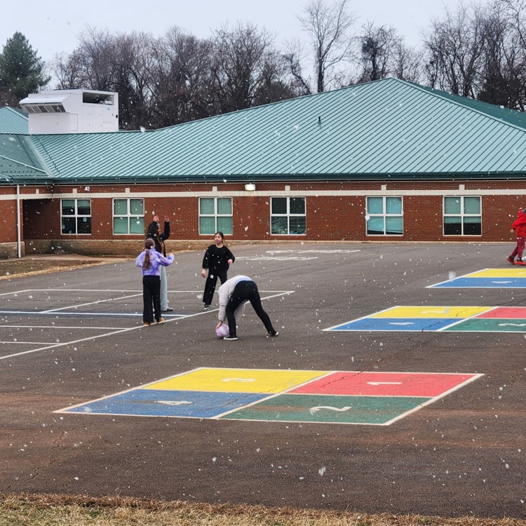 A first, and last, for many 5th graders, recess in the snow!  Here they are actively playing among the flakes!