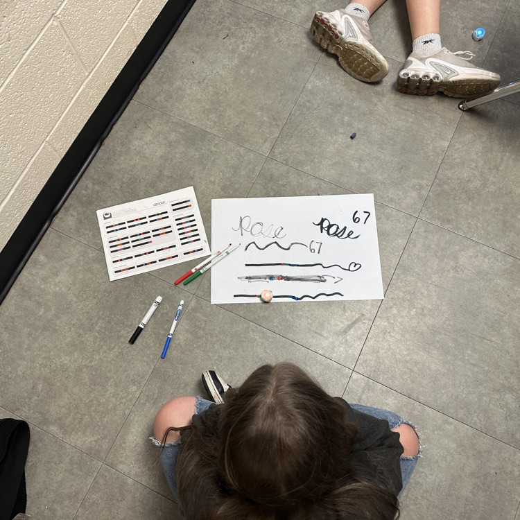 Going "old school" - as the prize for attendance goals, Miss Manning's 4th graders chose to do ozobots with markers. (The new ozobots connect via Bluetooth).  