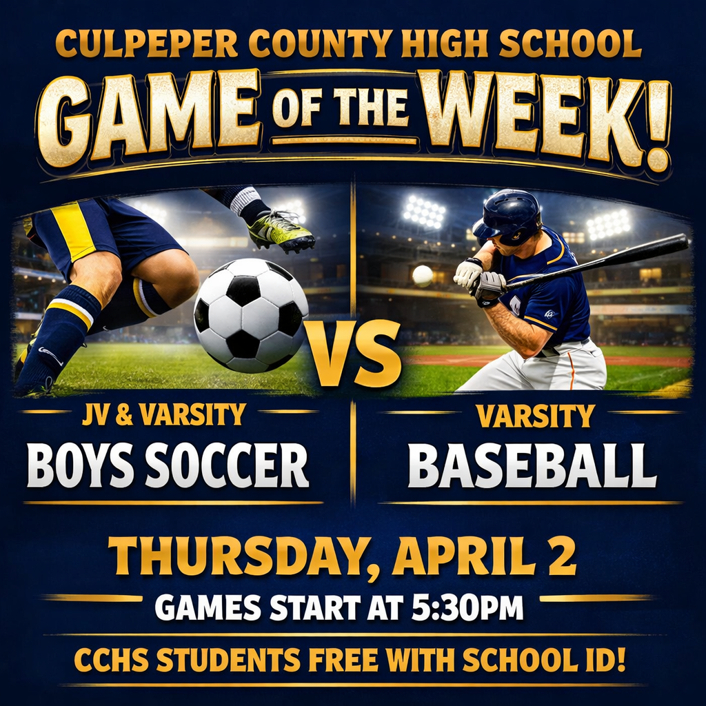 Thursday, April 2, JV and varsity boys soccer and varsity baseball. Games start at 5:30pm. CCHS students get in free with their school IDs.