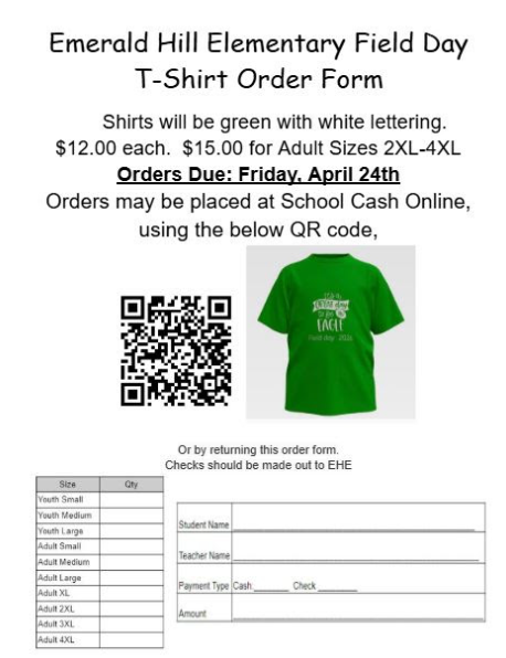 field day shirt order form with QR code