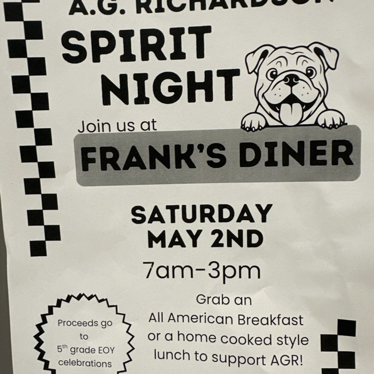 flyer about a fundraiser on Saturday, May 2 to support fifth grade events at Frank’s diner