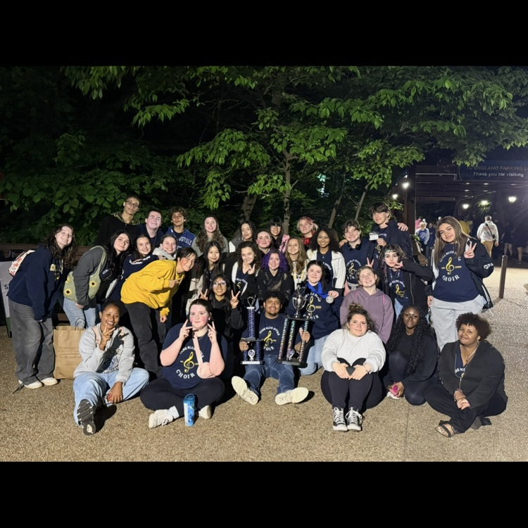 CCHS Choir at Busch Gardens with trophies and medals
