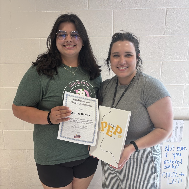 Congratulations to Jessica Harrah who was recognized by the VHSL as Culpeper County High School Student Journalist of the Year! #BDP #BetterEveryDay #ForksUp