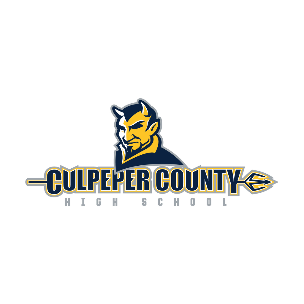 Logo with a devil face, horns, and a blue background, reading "Culpeper County High School" in yellow.