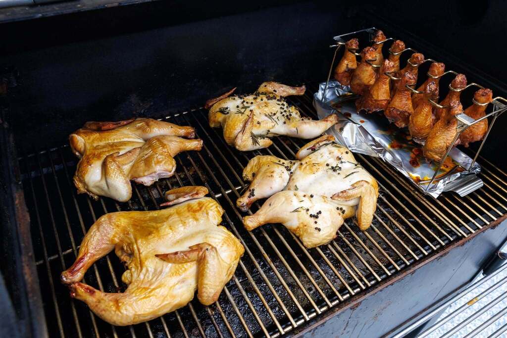 Culinary Arts students put smoking and grilling techniques into practice, preparing seasoned whole chickens and drumsticks while developing hands-on skills in outdoor cooking and food preparation.