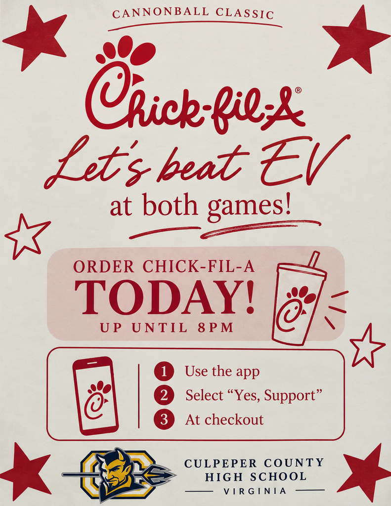 Advertisement with stars and paw print. Text reads "Chick-fil-A Let's beat EV at both games!" and "ORDER CHICK-FIL-A TODAY! UP UNTIL 8PM". Three steps to order listed.