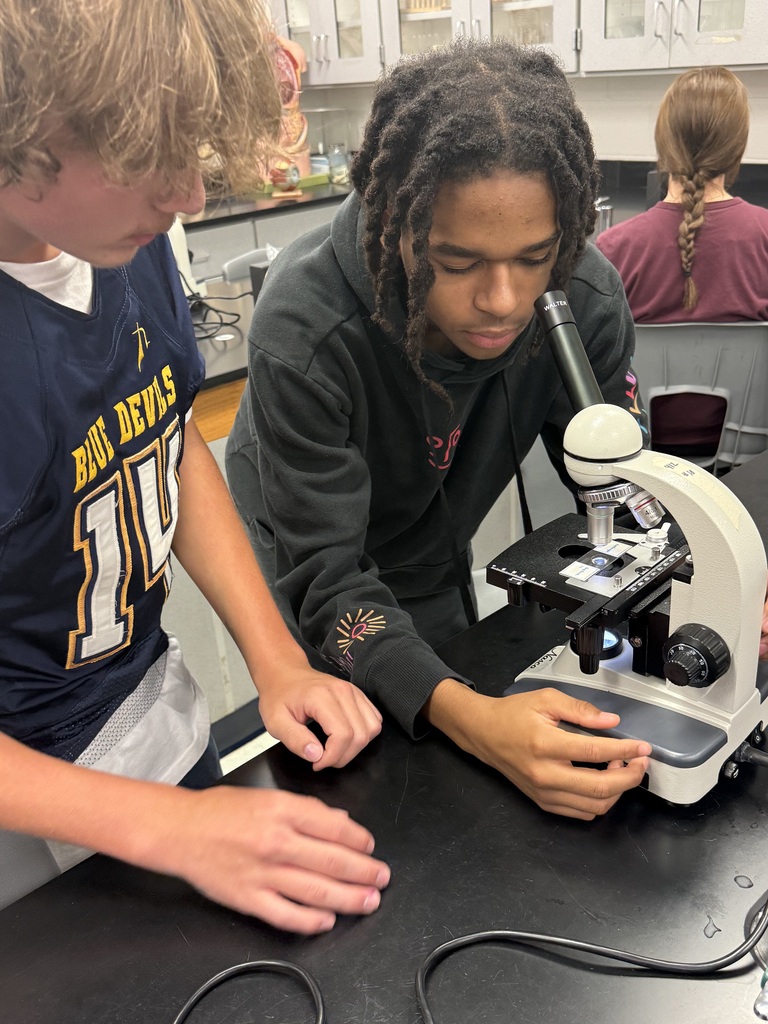 Students developing microscope skills