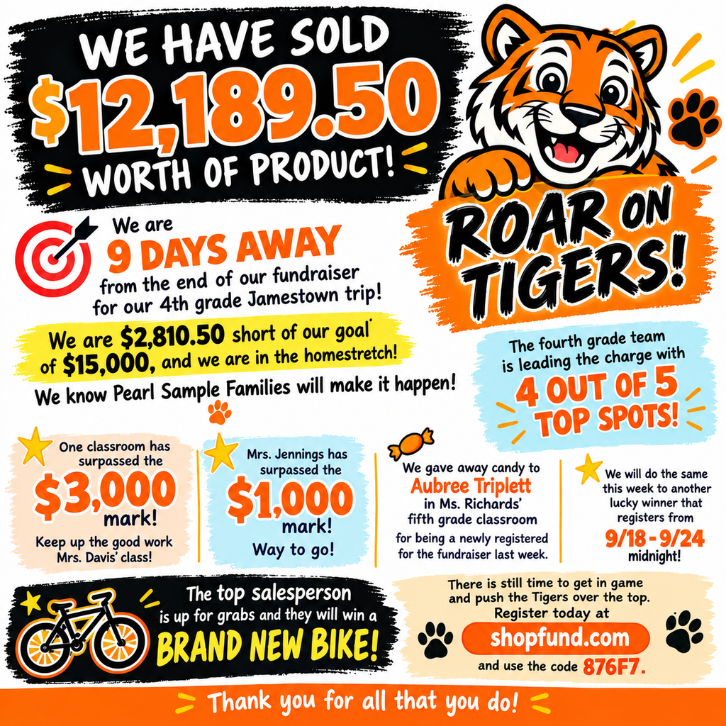 Advertisement poster with black background. Text reads "We have sold $12,189.50 worth of product." The top salesperson wins a bike.
