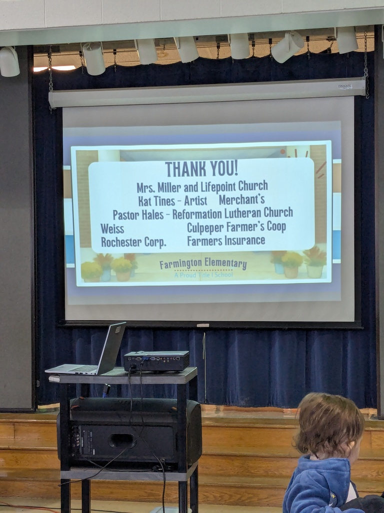 Thank you! Message in a Canva Slideshow to all who donated Mrs. Miller and LIfepoint Kat Tines Pastor Hales Weiss Rochester Corp. Farmer's Coop Farmer's Insurance
