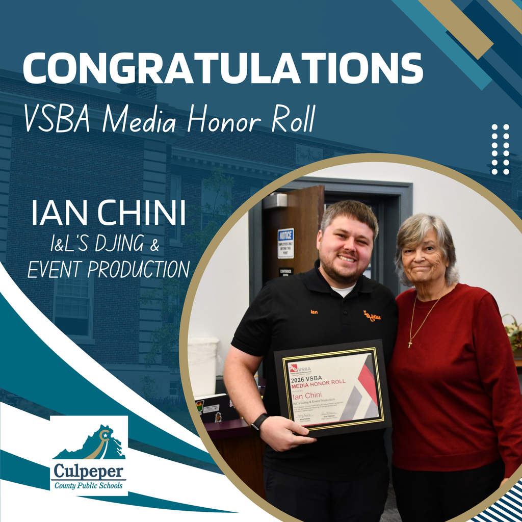 Blue and white graphic features "Congratulations" text, award plaque, and a man with a woman.