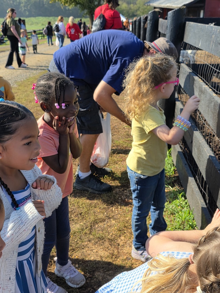 A man and several young children are standing by a wooden fence, looking at animals in an enclosure.