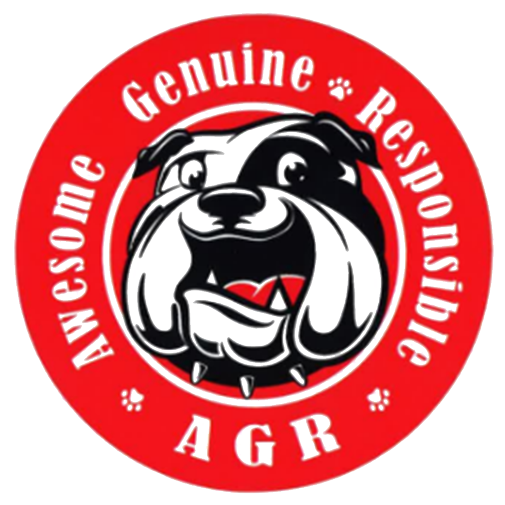 A logo featuring a stylized dog with "Genuine Responsible" text around it, set on a black background.