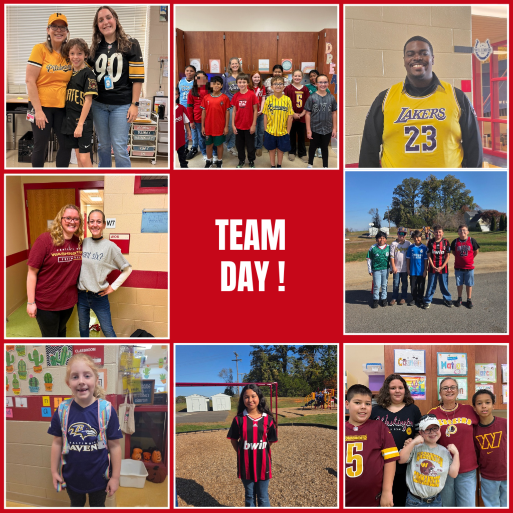 Collage of images featuring various groups of students and teachers in different settings, with "TEAM DAY!" written in white at the center.