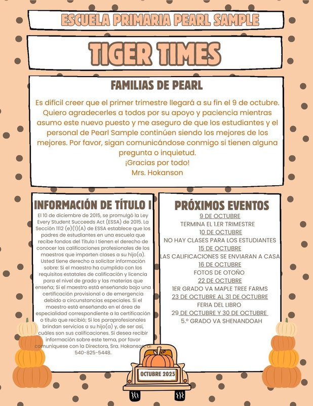 Tiger Times Newsletter - Spanish 1