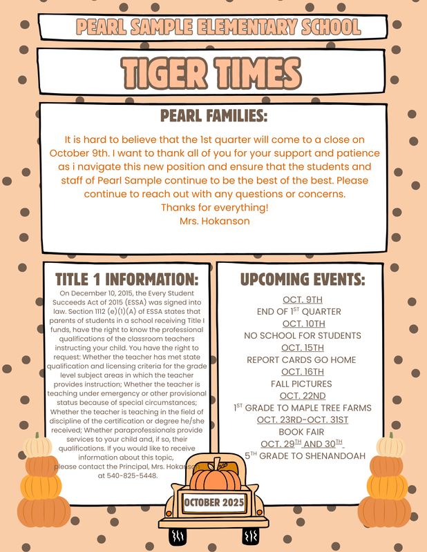 Tiger Times Newsletter page 1