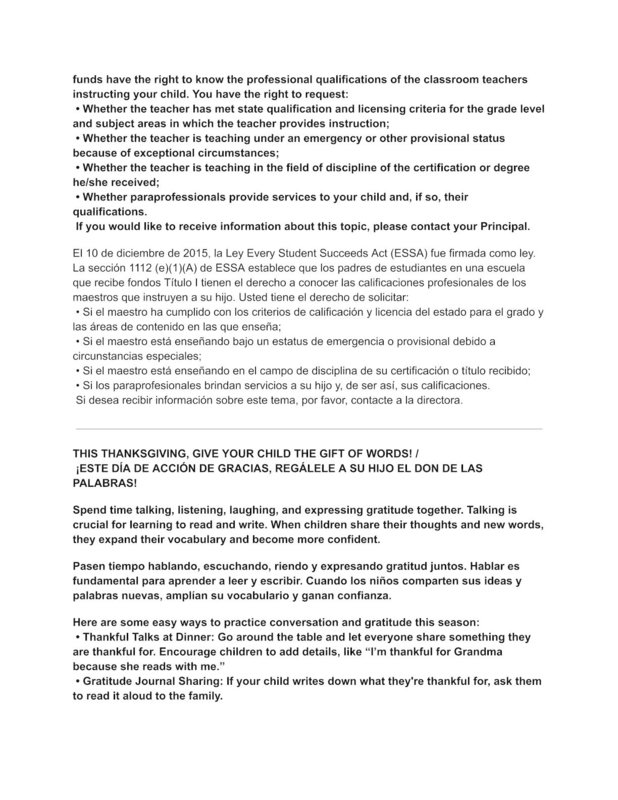 Tiger Times Newsletter - Spanish 2