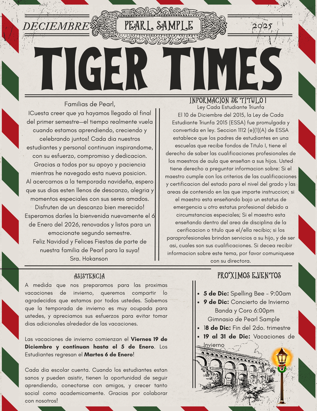 Tiger Times Newsletter - Spanish